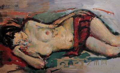 方世聪 1983年作 红布·人体 60×97cm